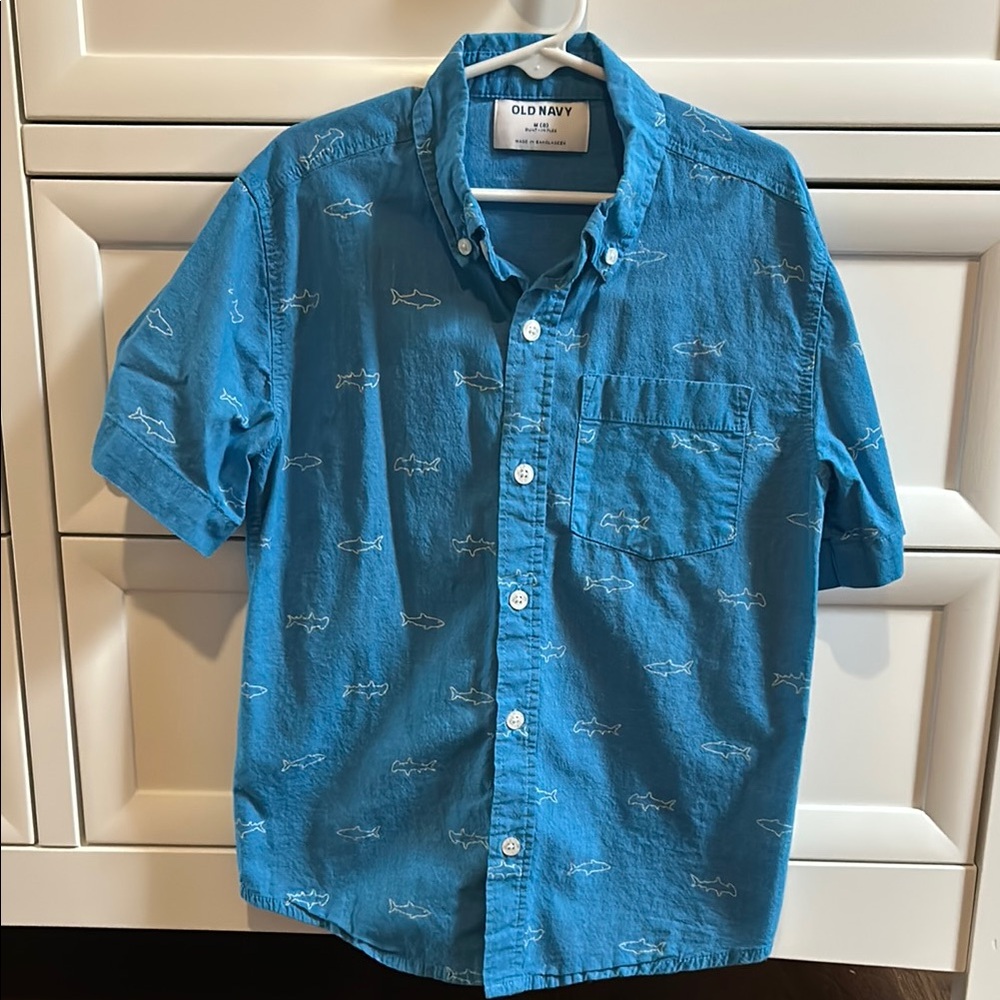 Old Navy Blue Shark Print Shirt